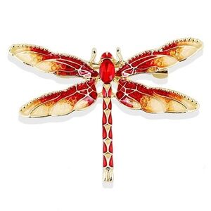 **KAMIRA* Red Dragonfly Shape Fashion Brooch Pin